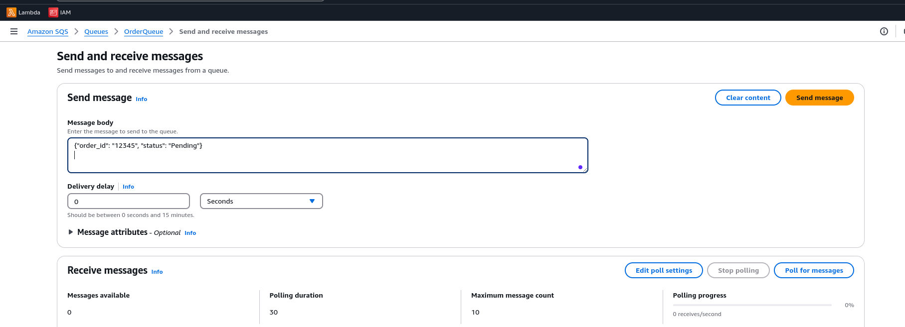 Sending message to queue