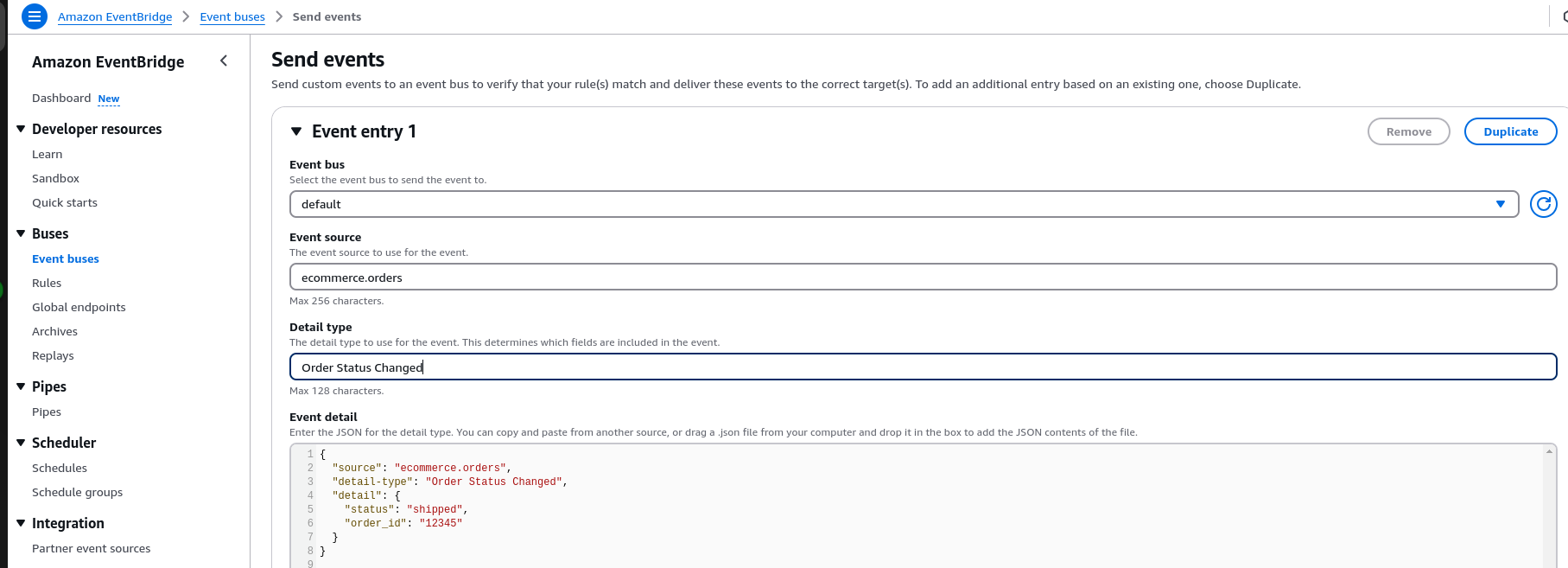 Send events to event bridge