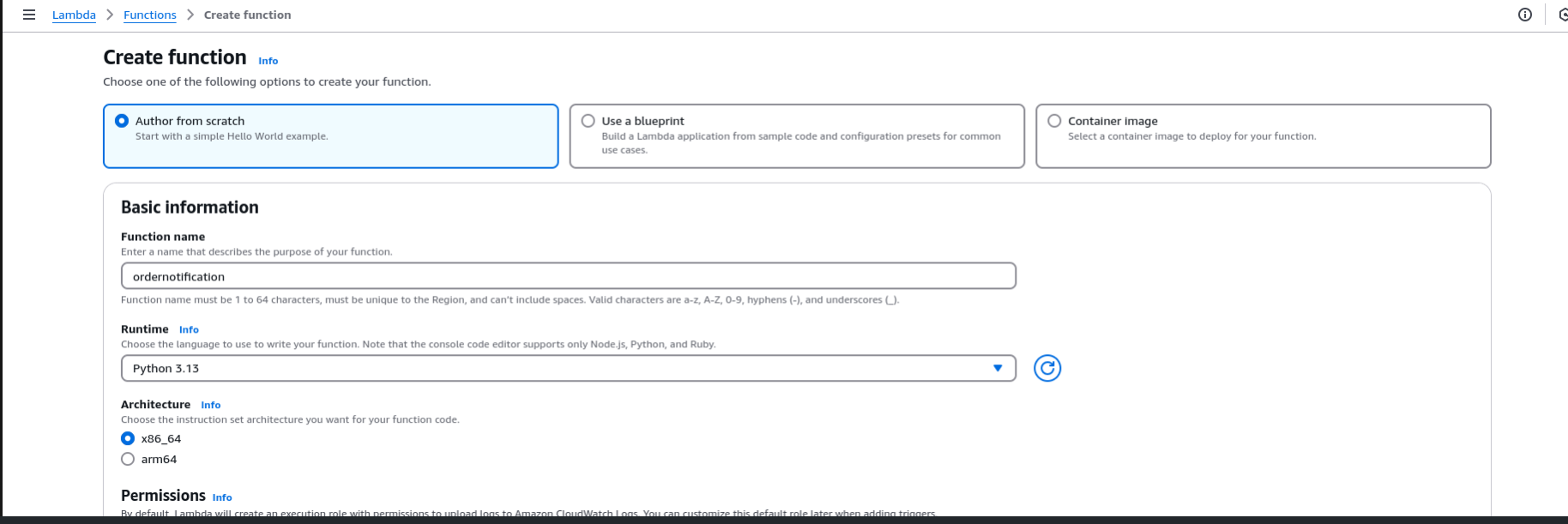 Creating Order Notification function